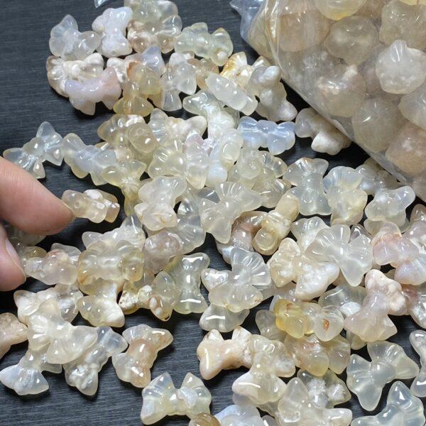 5 pcs / 10 pcs bow tie shape natural Sakura Agate bead - Image 5