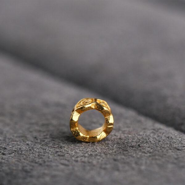 Buddhist six-syllable mantra pattern ring shape gild s925 sterling silver bead, golden ring bead - Image 5