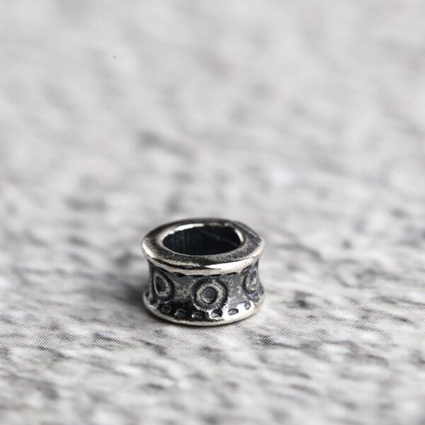 circle pattern ring shape s925 sterling silver bead, oxidized silver ring bead - Image 5