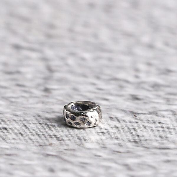 small pits surface rondelle shape s925 sterling silver bead, oxidized silver bead - Image 5
