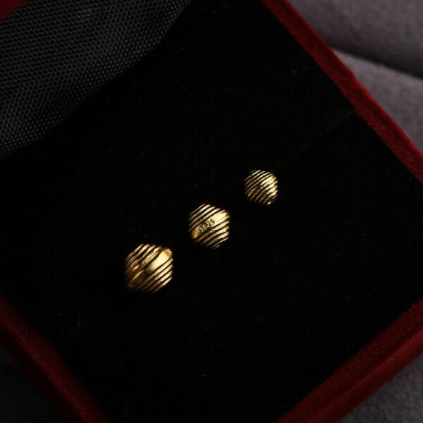 spiral pattern shuttle shape gild s925 sterling silver bead, golden shuttle bead - Image 5