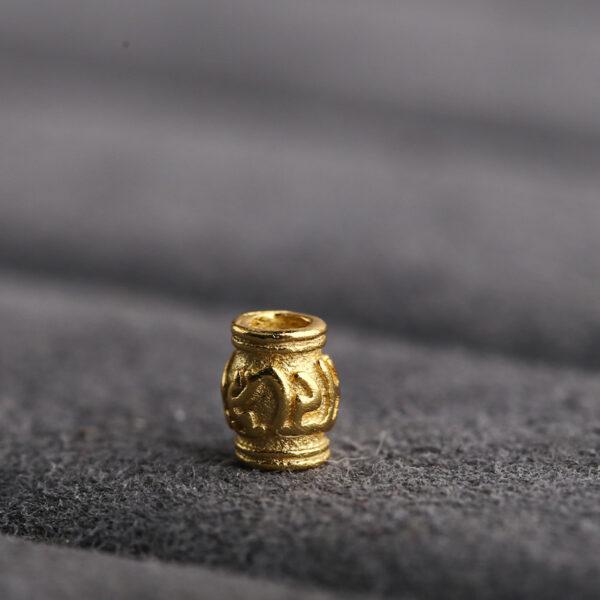 Buddhist six-syllable mantra pattern tube shape gild s925 sterling silver bead, golden tube bead - Image 5