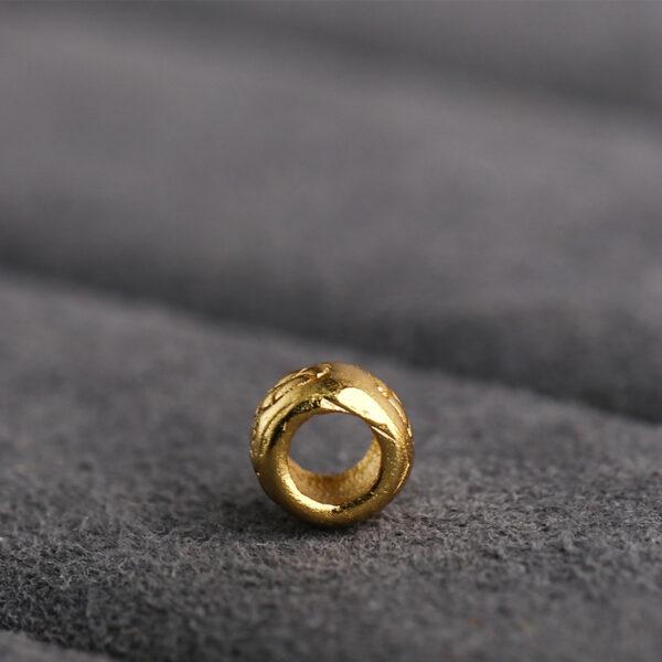 flower pattern ring shape gild s925 sterling silver bead, golden ring bead - Image 5