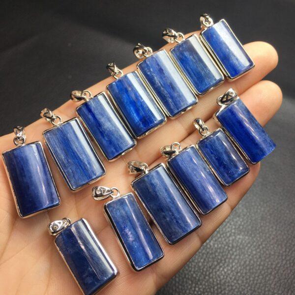 rectangle shape natural kyanite bead inlaid sterling silver charm - Image 5
