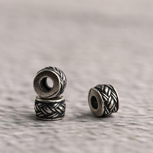 hemp surface rondelle shape s925 sterling silver bead, oxidized silver bead - Image 5