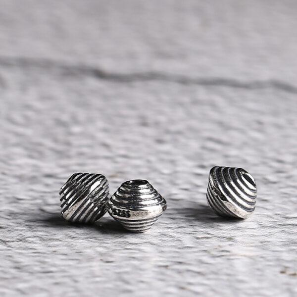 spiral surface disk shape s925 sterling silver bead, oxidized silver bead - Image 5