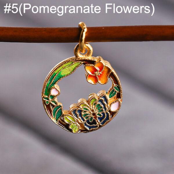 gild sterling silver flowers of the twelve months pattern round shape charm bead, enamel charm - Image 8