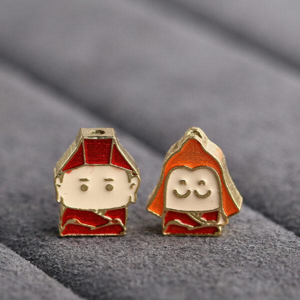gild sterling silver cute Buddha shape bead, enamel bead - Image 5