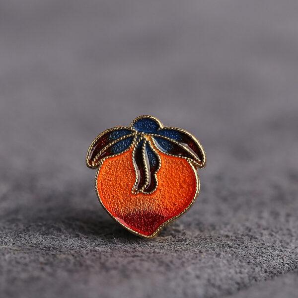 gild sterling silver peach shape bead, orange red enamel bead - Image 5