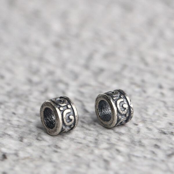 line pattern rondelle shape s925 sterling silver bead, oxidized silver bead - Image 5