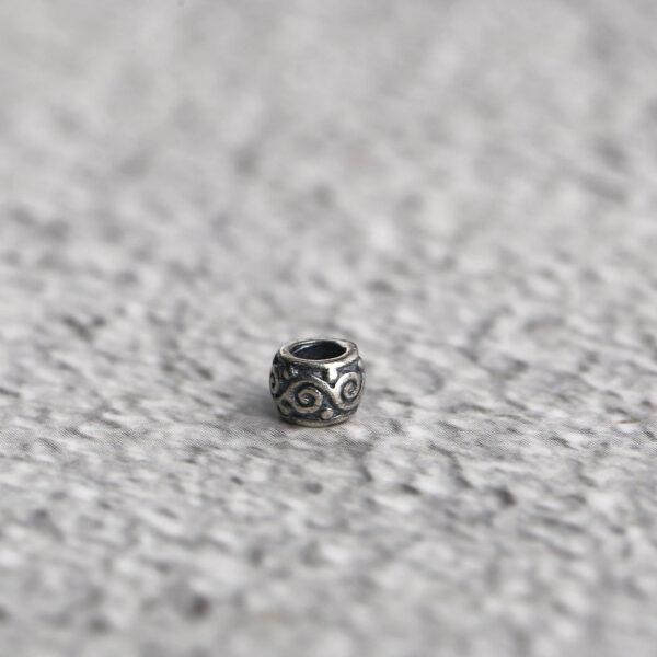 vine pattern rondelle shape s925 sterling silver bead, oxidized silver bead - Image 5