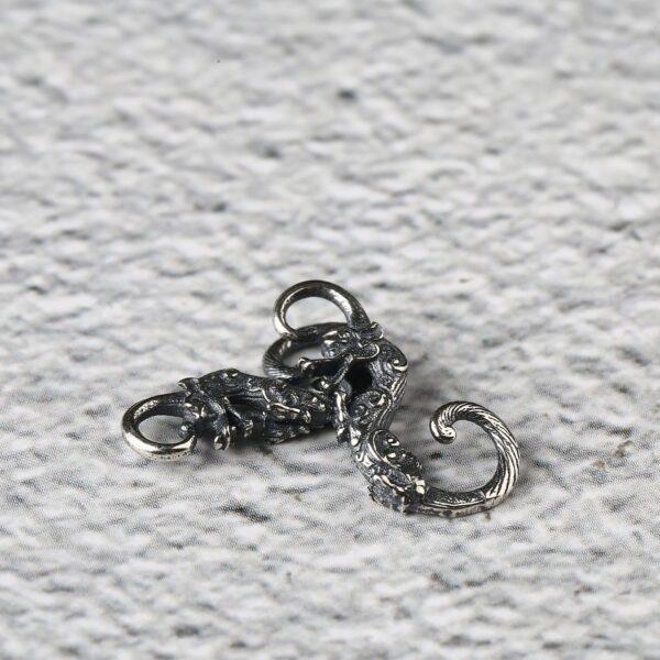 retro dragon shape s925 sterling silver hook bead, oxidized silver hook finding - Image 5