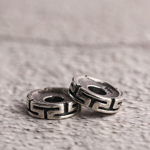 fret pattern rondelle shape s925 sterling silver bead, oxidized silver bead - Image 5