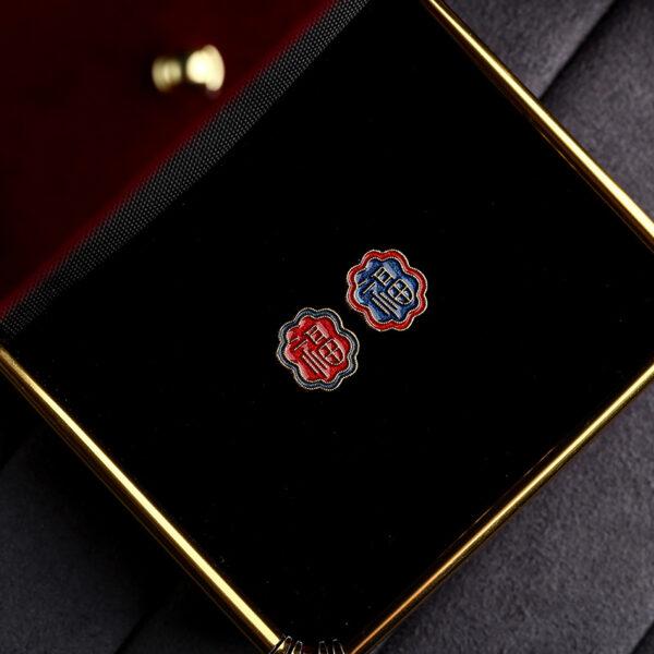 gild sterling silver 福 pattern flower shape bead, enamel flower bead, 2 pieces / 5 pieces - Image 5