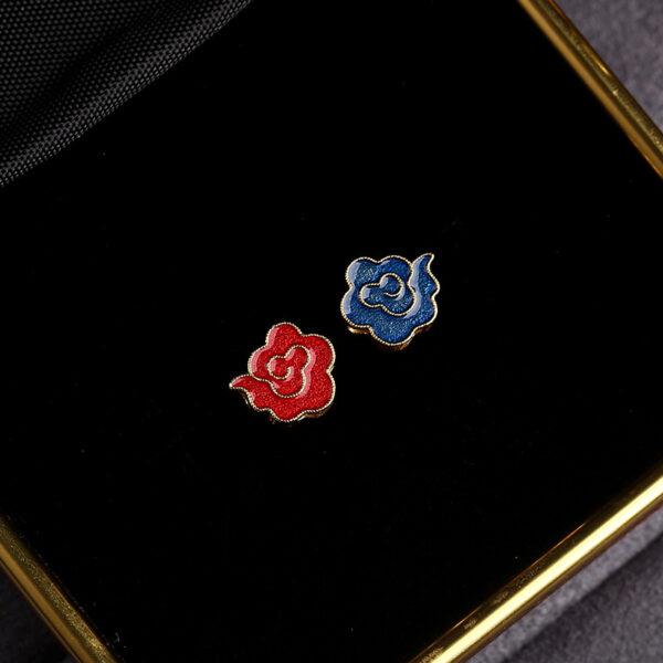 gild sterling silver cloud shape bead, blue and red enamel bead - Image 5