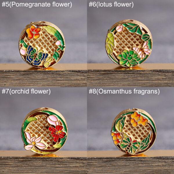 A Set flowers of the twelve months pattern round shape gild sterling silver bead, enamel bead - Image 5