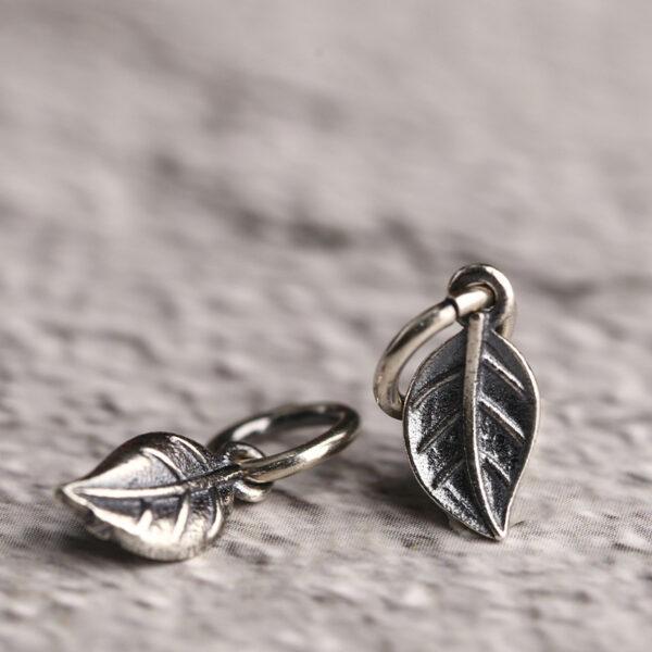 leaf shape s925 sterling silver charm bead, oxidized silver charm - Image 5