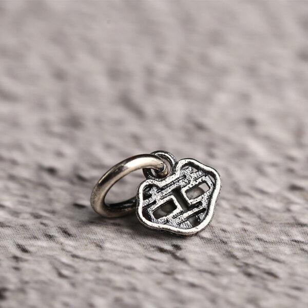 hollow 喜 pattern cloud shape s925 sterling silver charm bead, oxidized silver charm - Image 5