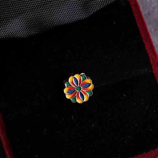 gild sterling silver four leaf flower shape bead, colorful enamel flower bead - Image 5