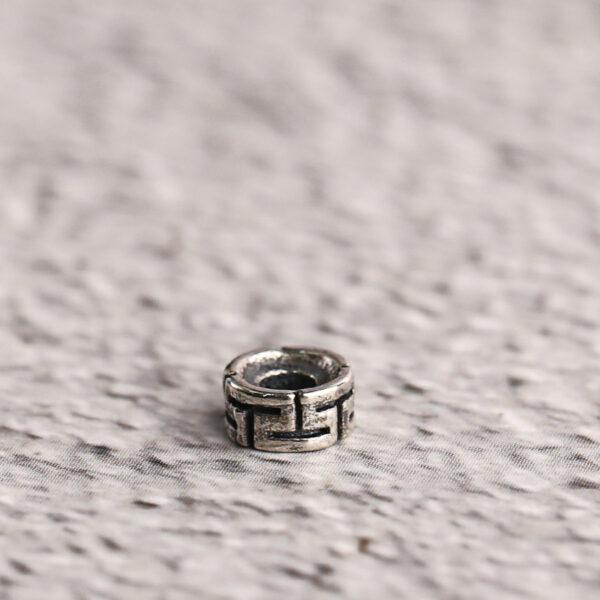 fret pattern rondelle shape s925 sterling silver bead, oxidized silver bead - Image 6