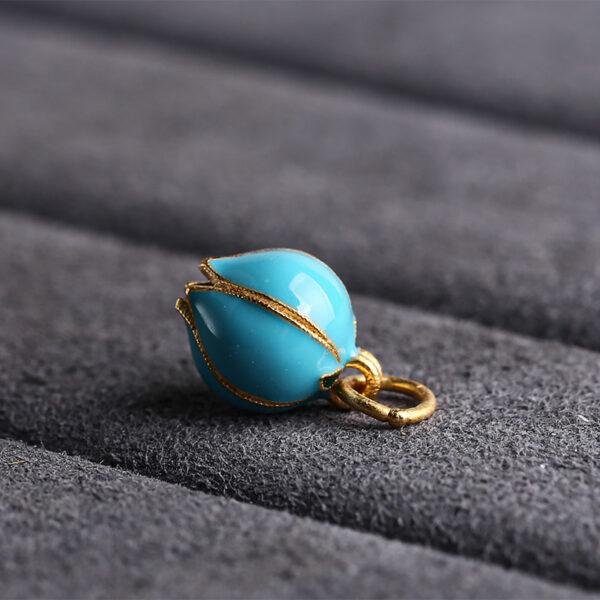 gild sterling silver flower bud shape charm bead, colorful enamel charm - Image 6