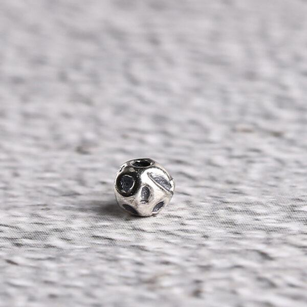 meteorite surface round shape s925 sterling silver bead, oxidized silver bead - Image 6