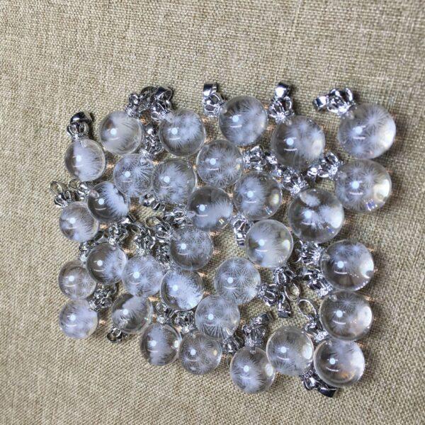 Dandelion pattern round shape natural clear quartz bead charm - Image 6