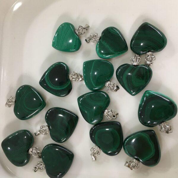 heart shape natural malachite bead charm - Image 6