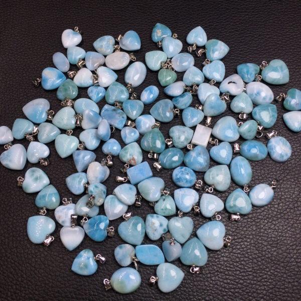 heart shape natural larimar bead sterling silver charm - Image 6