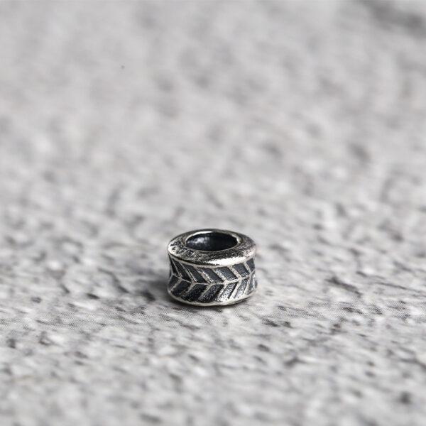 feather pattern ring shape s925 sterling silver bead, oxidized silver ring bead - Image 6