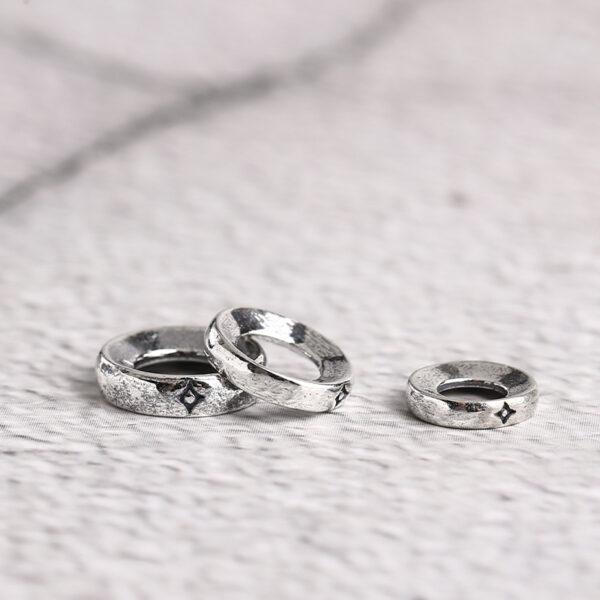 Diamond pattern gasket shape s925 sterling silver bead, oxidized silver gasket bead - Image 6