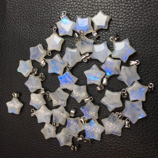 nice star shape natural blue light moonstone charm - Image 6