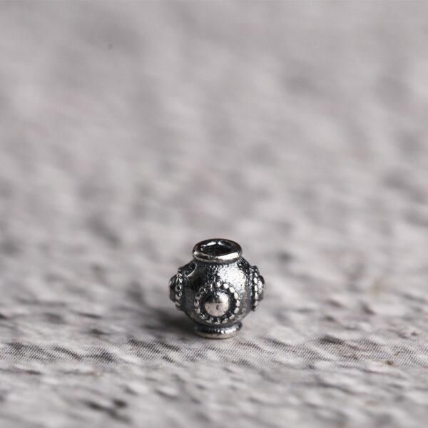 flower pattern oval shape s925 sterling silver bead, oxidized silver bead - Image 6