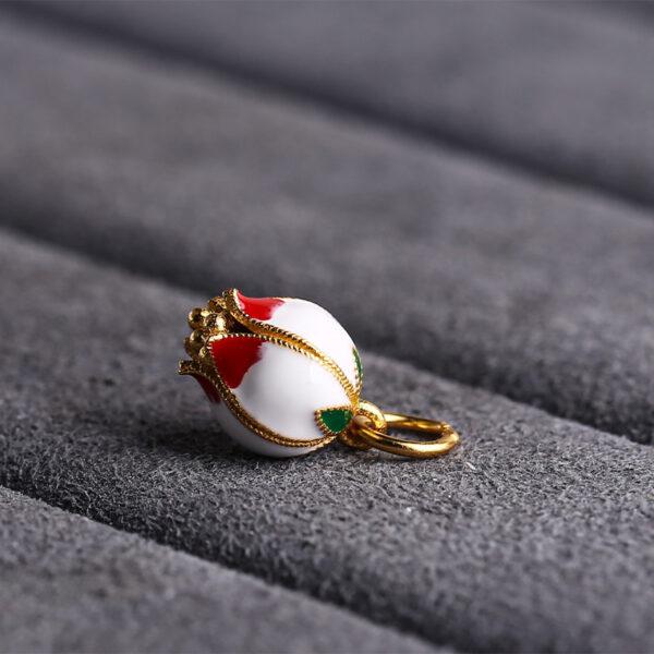gild sterling silver flower bud shape charm bead, colorful enamel charm - Image 7