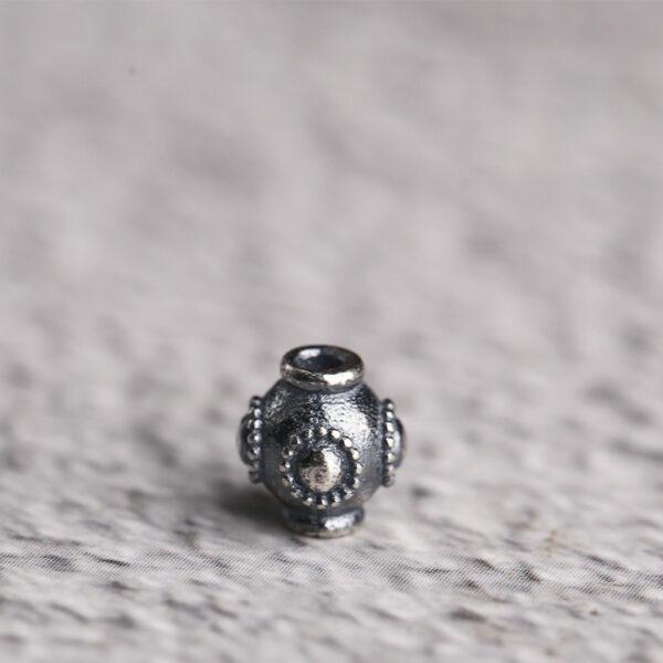 flower pattern oval shape s925 sterling silver bead, oxidized silver bead - Image 7