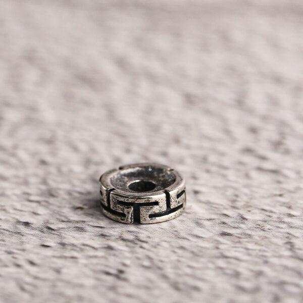 fret pattern rondelle shape s925 sterling silver bead, oxidized silver bead - Image 7