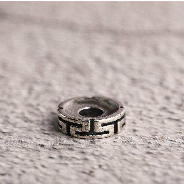 fret pattern rondelle shape s925 sterling silver bead, oxidized silver bead - Image 8