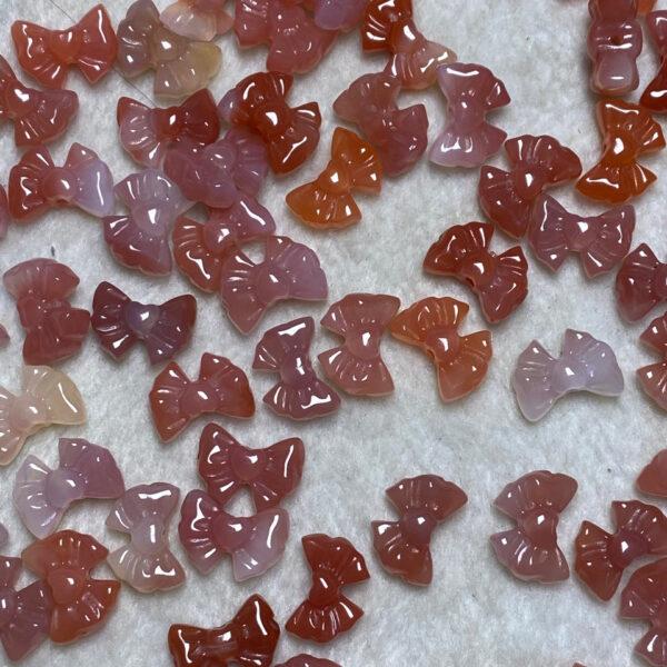 5 pcs / 10 pcs bow tie shape natural pink agate bead - Image 8