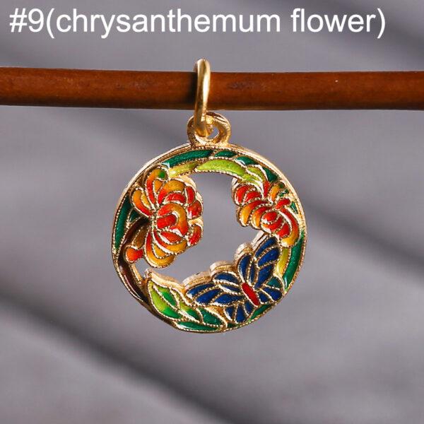 gild sterling silver flowers of the twelve months pattern round shape charm bead, enamel charm - Image 12