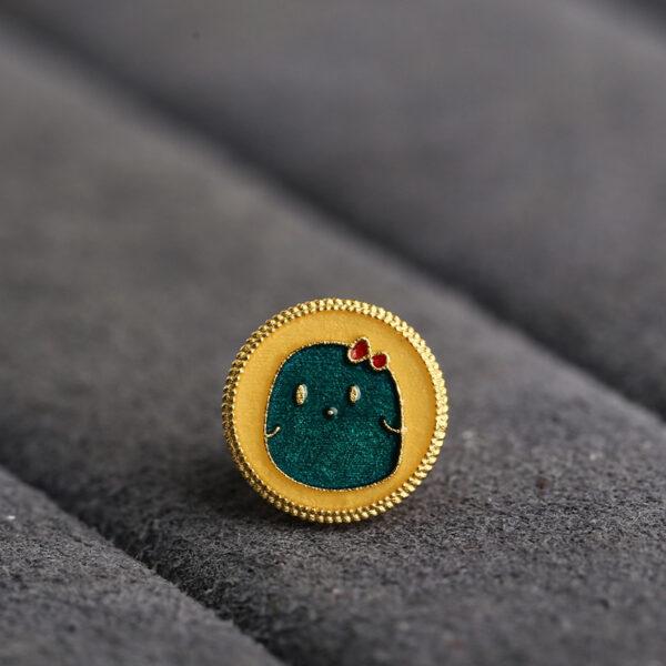 cute chick pattern round shape gild sterling silver bead, enamel chick bead - Image 7