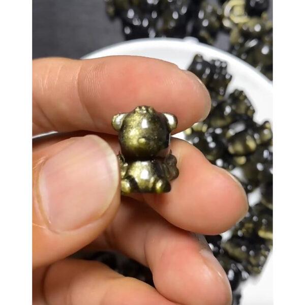 5 pcs / 10 pcs nice bear shape natural golden obsidian bead - Image 2