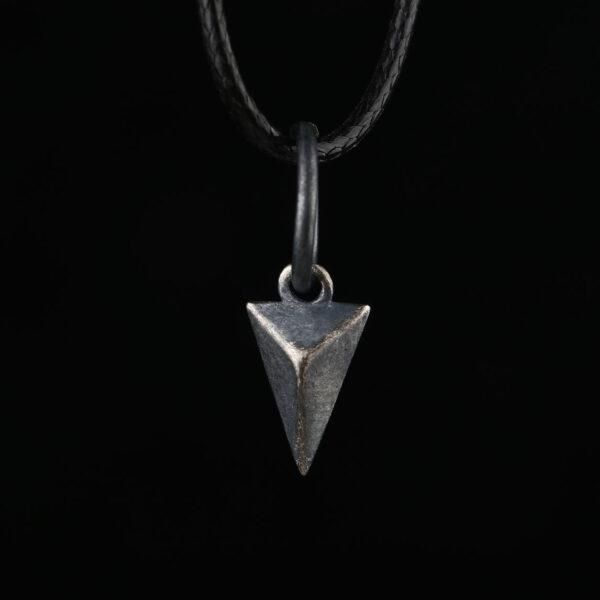 simple triangular pyramid shape s925 sterling silver charm bead, oxidized silver pyramid charm - Image 2