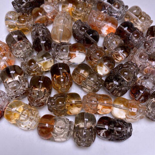 2 pcs / 5 pcs cute pixiu shape natural phantom quartz bead