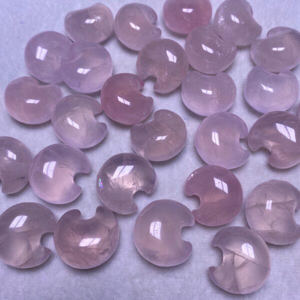 5 pcs fat moon shape natural rose quartz bead