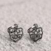 hollow flower shape s925 sterling silver charm bead, oxidized silver flower charm
