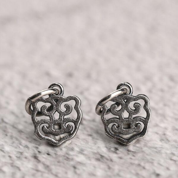 hollow flower shape s925 sterling silver charm bead, oxidized silver flower charm
