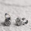 lotus flower pattern s925 sterling silver clasp bead, oxidized silver flower clasp