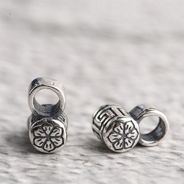 lotus flower pattern s925 sterling silver clasp bead, oxidized silver flower clasp