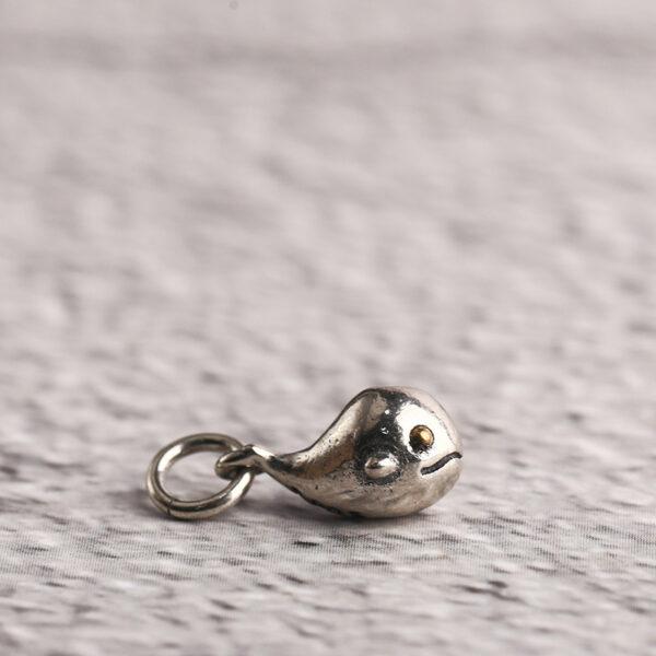 cute whale shape s925 sterling silver charm bead, oxidized silver whale charm