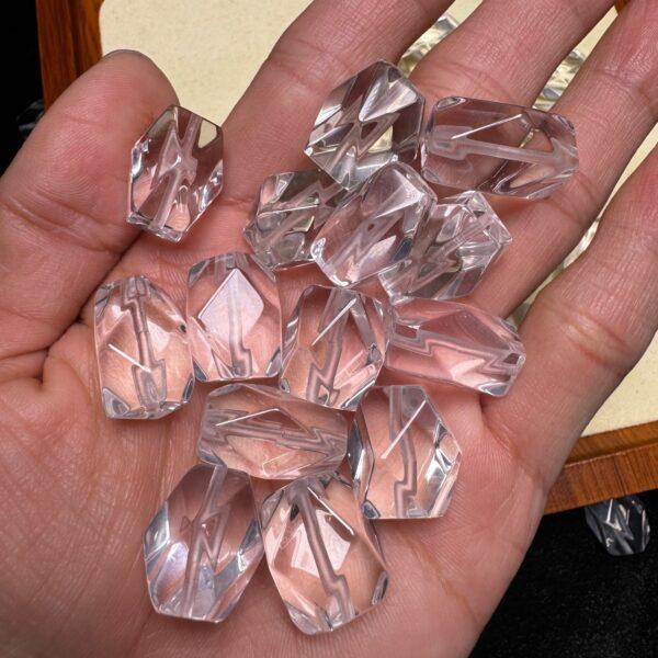 10 pcs simple facet surface polygon shape natural clear quartz bead